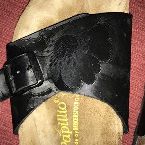 Birkenstock Papillio Black Floral Sandals, 40, EUC